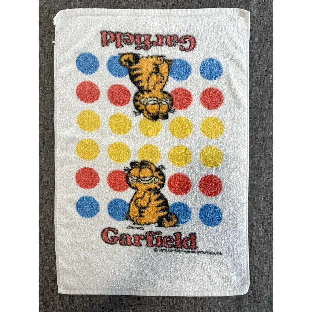 Vintage Garfield Terry Cloth Hand Towel Paw Polka Dot USA 1978 Cartoon Jim Davis